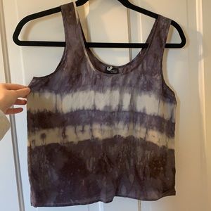 Slightly sheer purple and white crop tank top